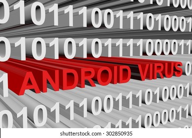 Android Virus Presented In The Form Of Binary Code, 3d Illustration