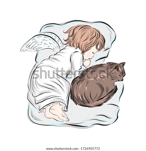 Un Bebe Ange Qui Dort Avec Illustration De Stock