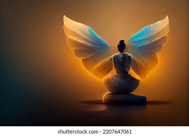 Angel Beautiful Woman Wings Yoga Meditation Stock Illustration Shutterstock