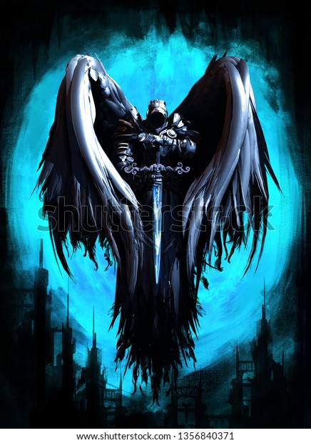 Angel Darkness Hovered Air Against Background Stock Illustration ...