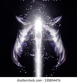 Angel futuristic background, wing illustration