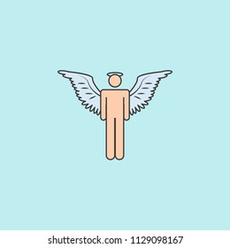 angel man  icon. Element of angel and demon icon for mobile concept and web apps. Filled outline angel man  icon can be used for web and mobile on blue background