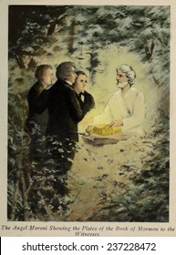 The Angel Moroni Showing The Plates Of The Book Of Mormon To The Witnesses L-R: David Whitmer Joseph Smith.