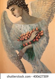 Angel, Original Oil Painting On Canvas