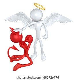 Angel Pardoning A Devil The Original 3D Characters Illustration
