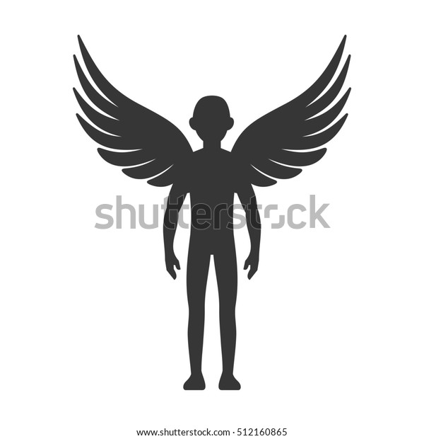 Angel Silhouette Man Wings Sign Illustration のイラスト素材