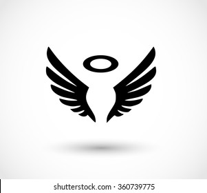 Angel Wings With Halo Effect Icon