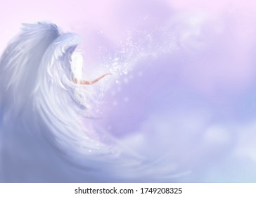 Angel Wings Illustration Paint, Purple Background Magic Wallpaper