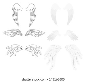 Angel Wings Silhouettes Realistic Set Illustrations Stock Illustration ...
