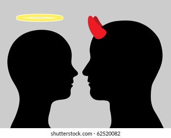 Angel Woman Man Devil Head Silhouette Stock Illustration 62520082 ...