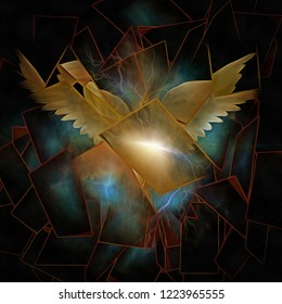 Angelic Wings Abstraction  Canvas texture  3D rendering
