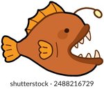 Anglerfish Animals Cute Character Clip Art Doodle Cartoon