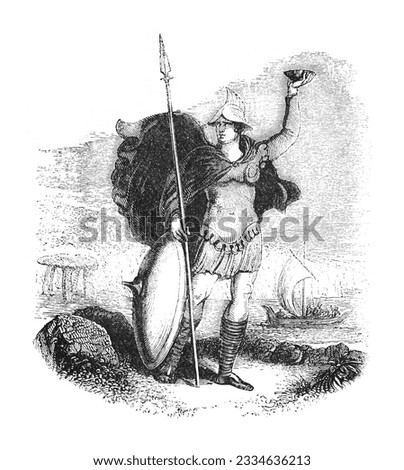 Anglo-Saxon military chief - Vintage engraved illustration isolated on white background Foto stock © 