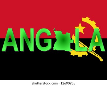 Angola Text With Map On Flag Illustration JPG