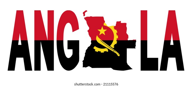 Angola Text With Map On Flag Illustration JPG