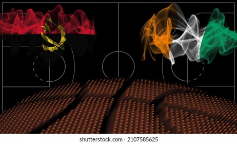 Angola Vs Ivory Coast Basketball, Smoke Flag, Sport Game