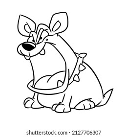 Angry Bulldog Character Animal Dog Illustration Cartoon Contour Coloring