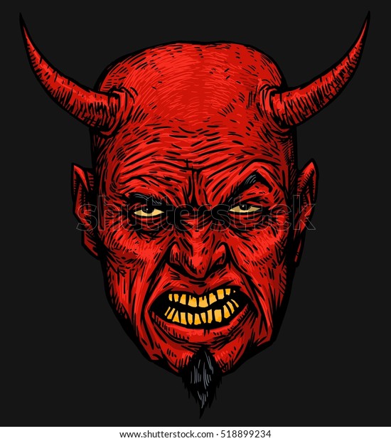Angry Devil Head Demon Satan Halloween のイラスト素材