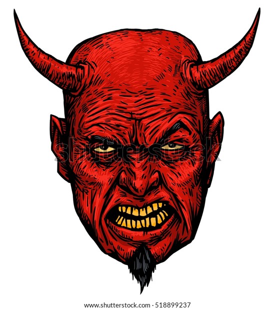 Angry Devil Head Demon Satan Halloween Stock Illustration 518899237