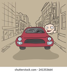 The Angry Driver Shows A Fist