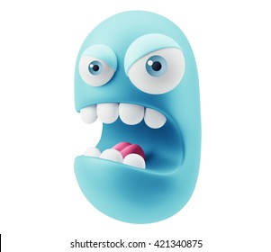 Angry Emoticon Face 3d Rendering Stock Illustration 421340941