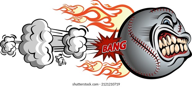 Angry Flaming Screaming Baseball Ball