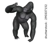 Angry gorilla isolated in white background - 3D render