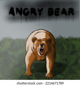 Angry Grizzly Brown Bear Illustration