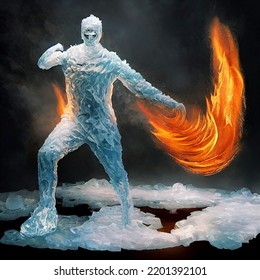 Angry Iceman With Yellow Fire