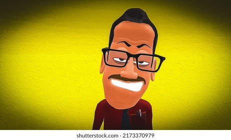 Angry Man Grinding His Teeth Behind A Yellow Background.