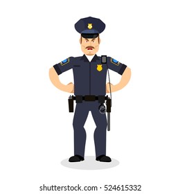 Angry Policeman. Wrathful Cop. Aggressive Officer Police
