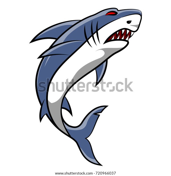 Angry Shark Cartoon On White Background Stock Illustration 720966037 ...