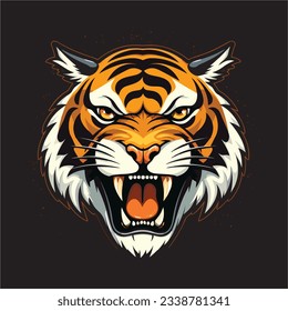 angry tiger vector, aggressive wild animal, big cat