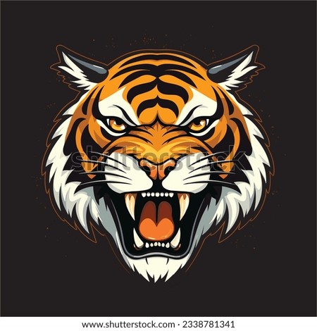 angry tiger vector, aggressive wild animal, big cat