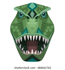 Angry t-rex raptor head Logo.  decorative Emblem.