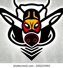 Angry Wasp Logo, E-sport Style, Flat Colour