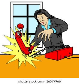 Angry Woman Throwing Down Phone