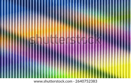Angular color pulse in ribbed glass geometry energetic stripe illusion of vivid gradients and refracted light transitions