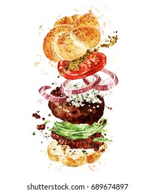 Angus Burger. Watercolor Illustration.