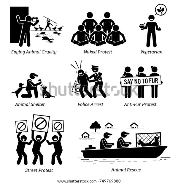 Animal Activists Organization People Stick Figure Stock Illustration ...