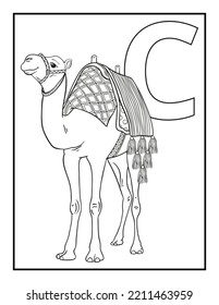 Animal Alphabet Coloring Pages For Kids. Outline Pages For Kids Education. White Background.