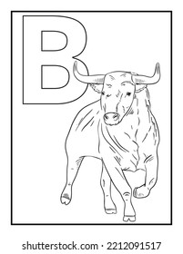 Animal Alphabet Coloring Pages For Kids. Outline Pages For Kids Education. White Background.