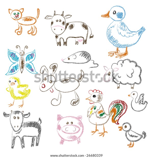 Animal Child Draw More Child Draw Stock Illustration 26680339