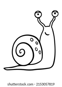 Animal Coloring Page For Little Kids. Simple Outline Illustration Of Snail.