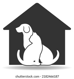 Animal Kennel Logo With Shadow Isolated On White Background