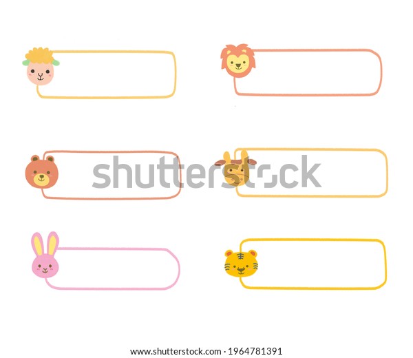 Animal Name Tags Templates Preschool Name Stock Illustration 1964781391 ...