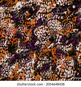 animal print pattern with multicolored brushed patchwork, perfect for fashion, decor and textiles