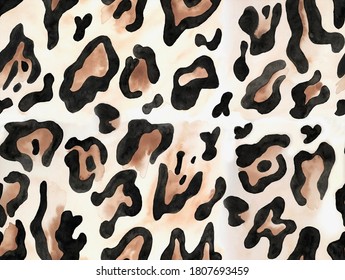 Animal Print, Seamless Leopard Watercolor