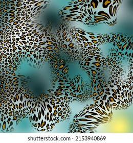 animal skin leopard pattern design. Jaguar, cheetah, panther fur. camouflage, background. Scarf pattern