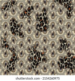 Animal Skin Leopard Pattern Design. Jaguar, Cheetah, Panther Fur. Camouflage, Background. Scarf Pattern